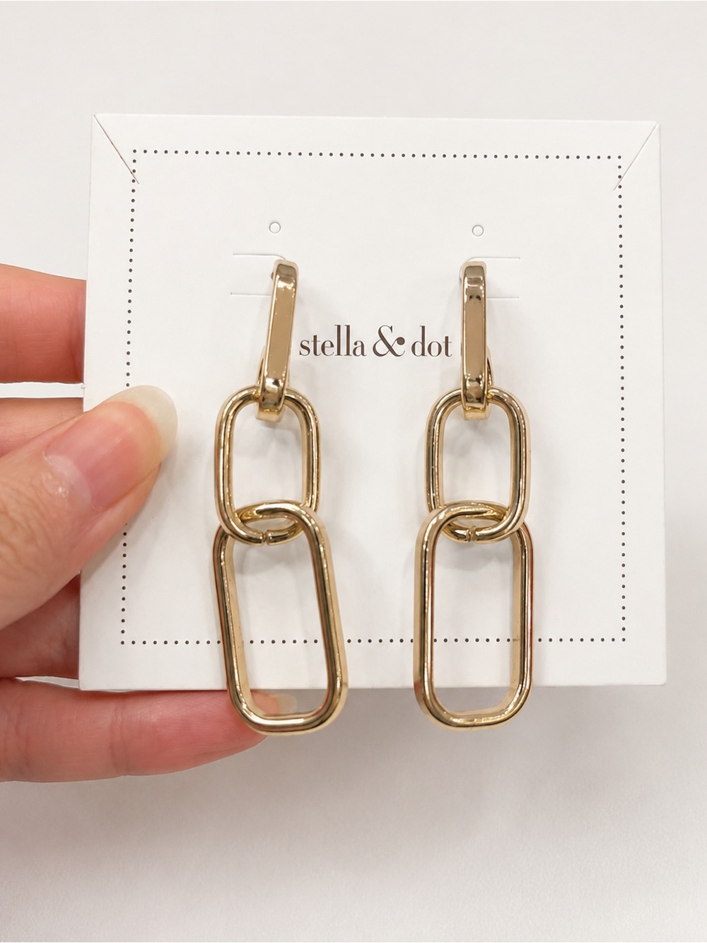 Stella & Dot Shiny Gold Double-Link Drop Earrings